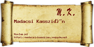 Madacsi Kasszián névjegykártya